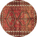 Round Persian Brown Traditional Rug, tr2807brn