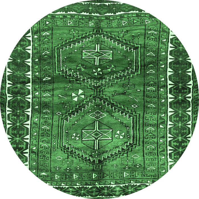 Round Persian Emerald Green Traditional Rug, tr2807emgrn