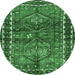 Round Persian Emerald Green Traditional Rug, tr2807emgrn