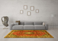 Machine Washable Persian Yellow Traditional Rug, wshtr2808yw