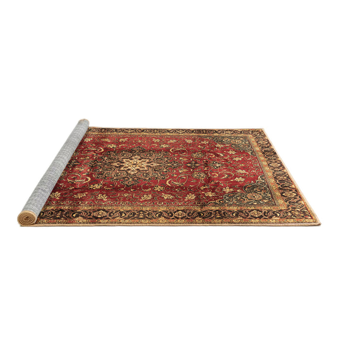 Sideview of Machine Washable Persian Brown Traditional Rug, wshtr2808brn