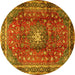 Round Persian Yellow Traditional Rug, tr2808yw