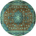 Round Persian Turquoise Traditional Rug, tr2808turq