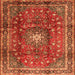 Round Machine Washable Persian Orange Traditional Area Rugs, wshtr2808org