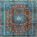 Square Machine Washable Persian Light Blue Traditional Rug, wshtr2808lblu