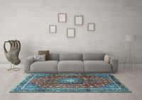 Machine Washable Persian Light Blue Traditional Rug, wshtr2808lblu