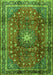 Serging Thickness of Machine Washable Persian Green Traditional Area Rugs, wshtr2808grn