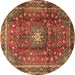 Round Persian Brown Traditional Rug, tr2808brn