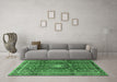 Machine Washable Persian Emerald Green Traditional Area Rugs in a Living Room,, wshtr2808emgrn