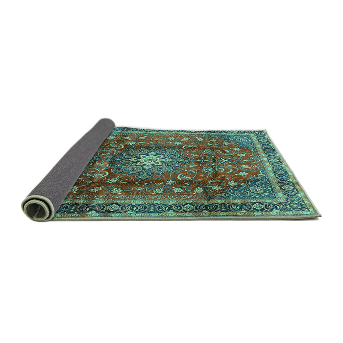 Sideview of Persian Turquoise Traditional Rug, tr2808turq
