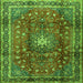 Round Machine Washable Persian Green Traditional Area Rugs, wshtr2808grn