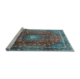 Sideview of Machine Washable Persian Light Blue Traditional Rug, wshtr2808lblu