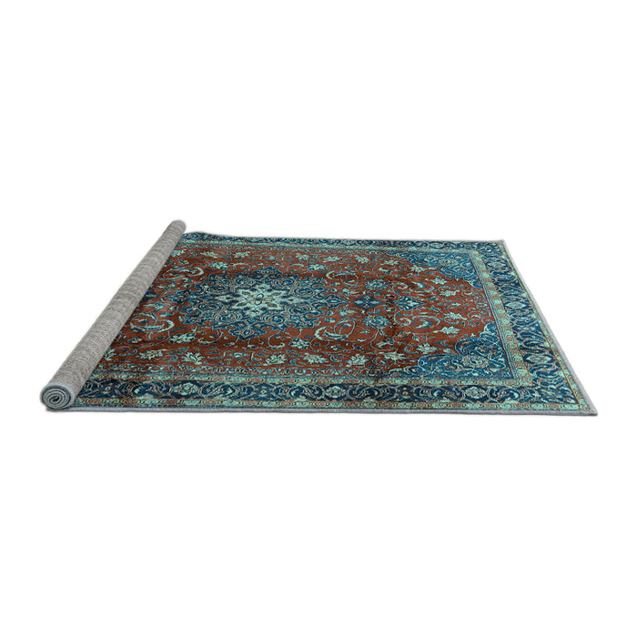 Sideview of Machine Washable Persian Light Blue Traditional Rug, wshtr2808lblu