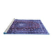 Sideview of Machine Washable Persian Blue Traditional Rug, wshtr2808blu