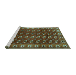 Sideview of Machine Washable Persian Turquoise Traditional Area Rugs, wshtr2809turq