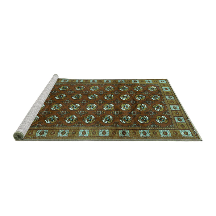 Sideview of Machine Washable Persian Turquoise Traditional Area Rugs, wshtr2809turq