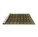 Sideview of Machine Washable Persian Turquoise Traditional Area Rugs, wshtr2809turq