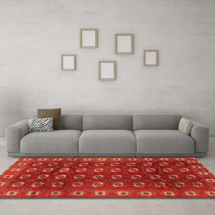 Machine Washable Persian Orange Traditional Area Rugs in a Living Room, wshtr2809org
