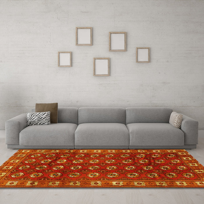 Machine Washable Persian Yellow Traditional Rug in a Living Room, wshtr2809yw