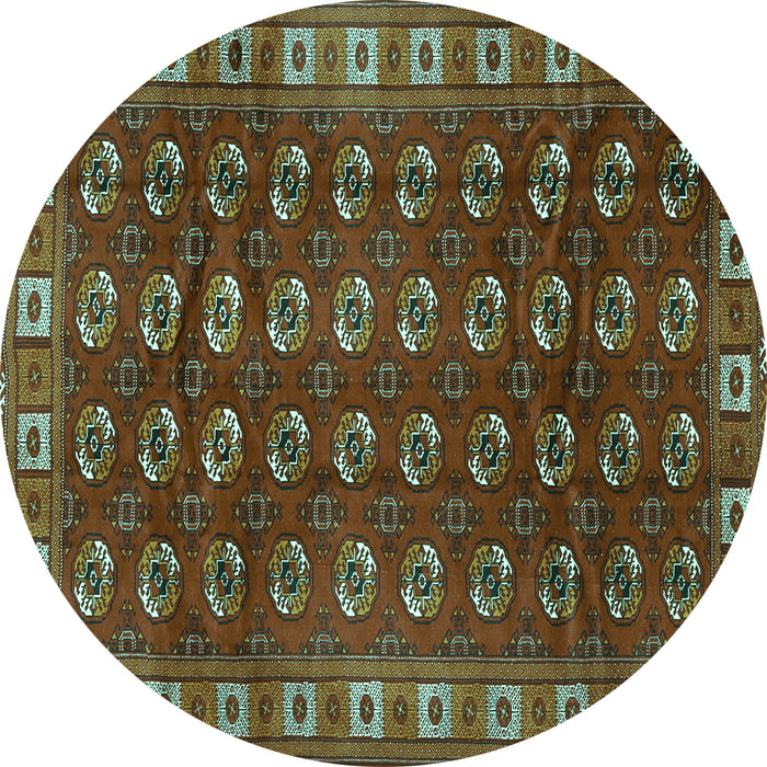 Round Machine Washable Persian Turquoise Traditional Area Rugs, wshtr2809turq
