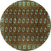 Round Machine Washable Persian Turquoise Traditional Area Rugs, wshtr2809turq