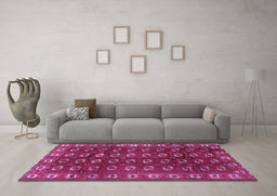 Machine Washable Persian Purple Traditional Area Rugs in a Living Room, wshtr2809pur