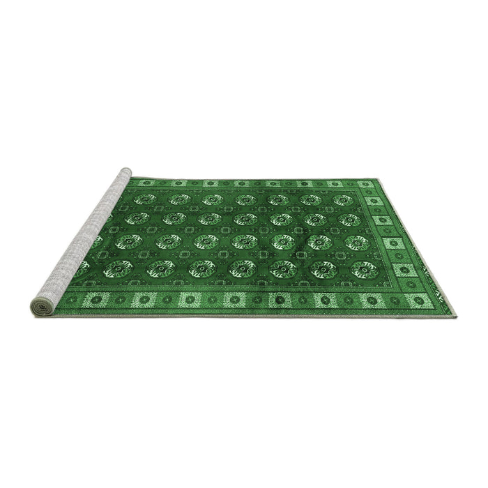 Sideview of Machine Washable Persian Emerald Green Traditional Area Rugs, wshtr2809emgrn
