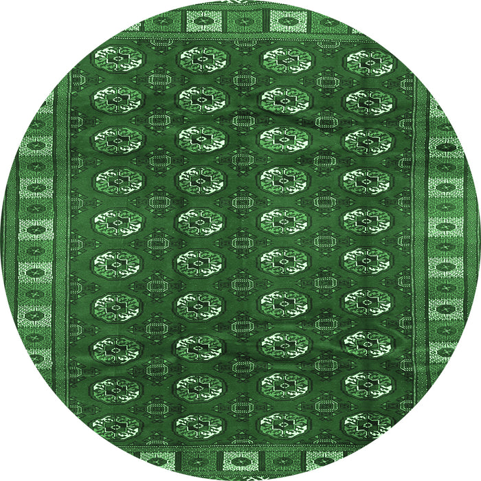 Round Machine Washable Persian Emerald Green Traditional Area Rugs, wshtr2809emgrn
