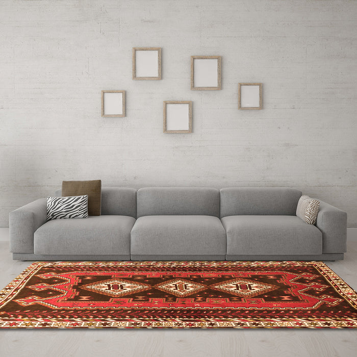 Machine Washable Persian Orange Traditional Area Rugs in a Living Room, wshtr280org