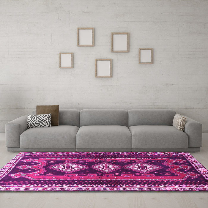 Machine Washable Persian Pink Traditional Rug in a Living Room, wshtr280pnk