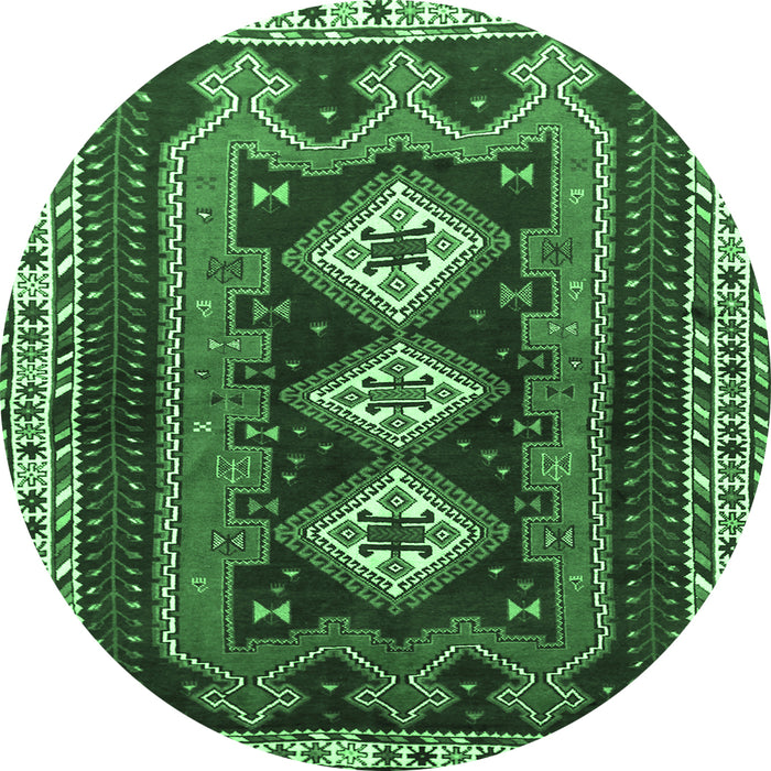 Round Machine Washable Persian Emerald Green Traditional Area Rugs, wshtr280emgrn
