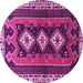 Round Machine Washable Persian Pink Traditional Rug, wshtr280pnk