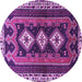 Round Machine Washable Persian Purple Traditional Area Rugs, wshtr280pur