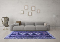 Machine Washable Persian Blue Traditional Rug, wshtr280blu