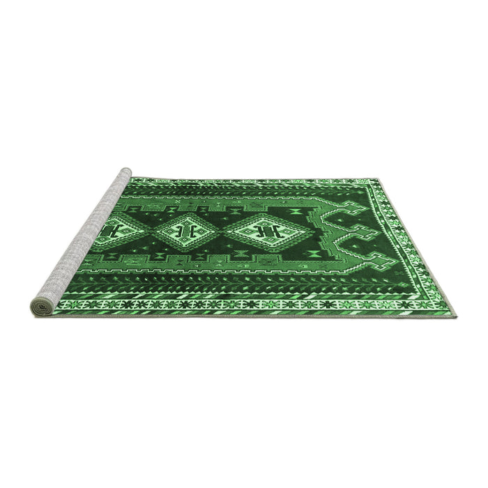 Sideview of Machine Washable Persian Emerald Green Traditional Area Rugs, wshtr280emgrn