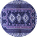 Round Machine Washable Persian Blue Traditional Rug, wshtr280blu