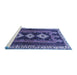 Sideview of Machine Washable Persian Blue Traditional Rug, wshtr280blu