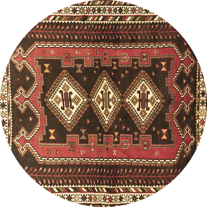 Round Persian Brown Traditional Rug, tr280brn