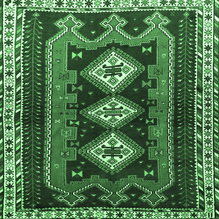 Square Machine Washable Persian Emerald Green Traditional Area Rugs, wshtr280emgrn