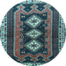 Round Machine Washable Persian Light Blue Traditional Rug, wshtr280lblu