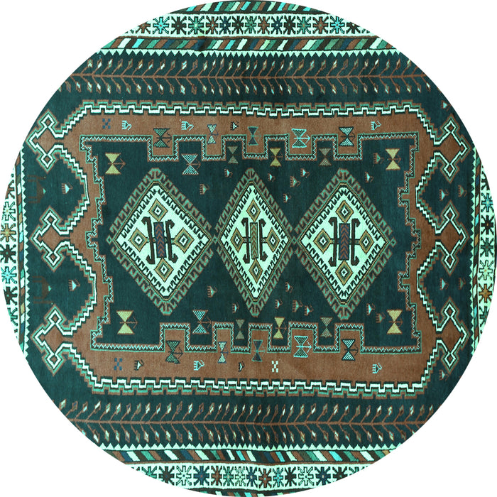 Round Persian Turquoise Traditional Rug, tr280turq