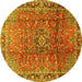 Round Persian Yellow Traditional Rug, tr2810yw