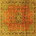 Square Machine Washable Persian Yellow Traditional Rug, wshtr2810yw