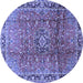 Round Machine Washable Persian Blue Traditional Rug, wshtr2810blu