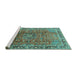 Sideview of Machine Washable Persian Turquoise Traditional Area Rugs, wshtr2810turq