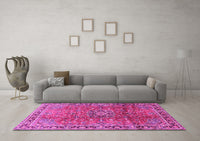 Machine Washable Persian Pink Traditional Rug, wshtr2810pnk