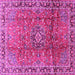 Square Machine Washable Persian Pink Traditional Rug, wshtr2810pnk