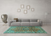 Machine Washable Persian Turquoise Traditional Area Rugs in a Living Room,, wshtr2810turq