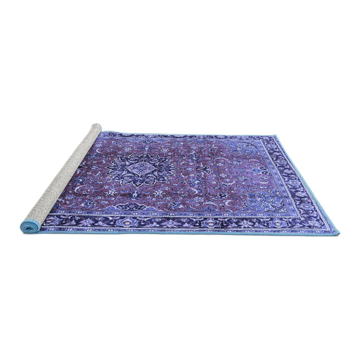Sideview of Machine Washable Persian Blue Traditional Rug, wshtr2810blu