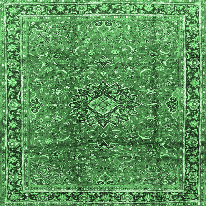 Square Persian Emerald Green Traditional Rug, tr2810emgrn